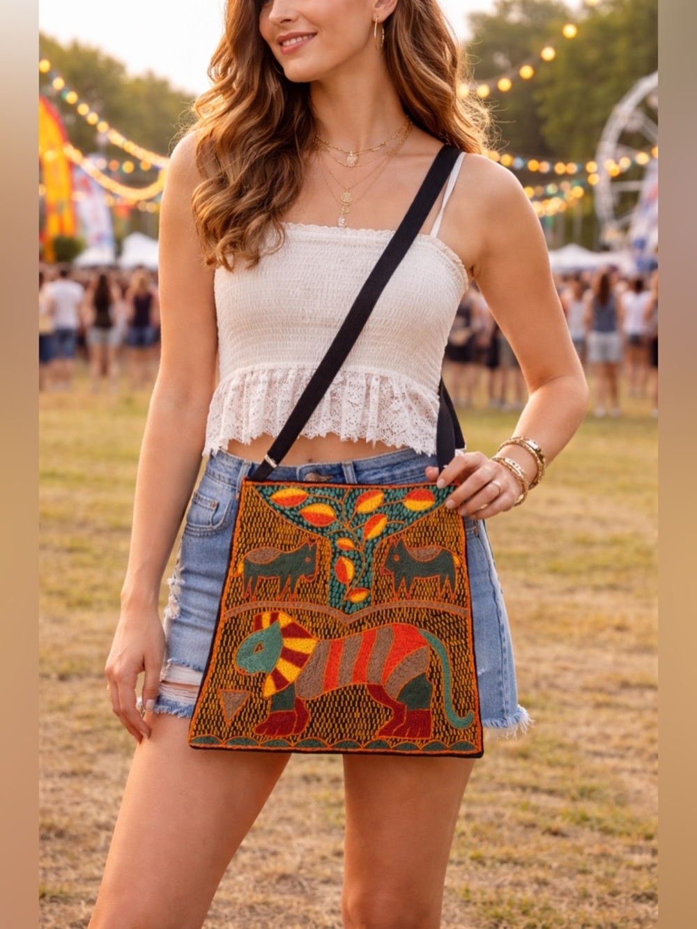Colorful Hand Embroidered Shoulder Bag African Style